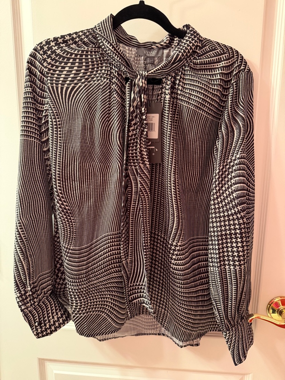 Lysse Brown and Cream Janis Scarf Neck Pull on Blouse